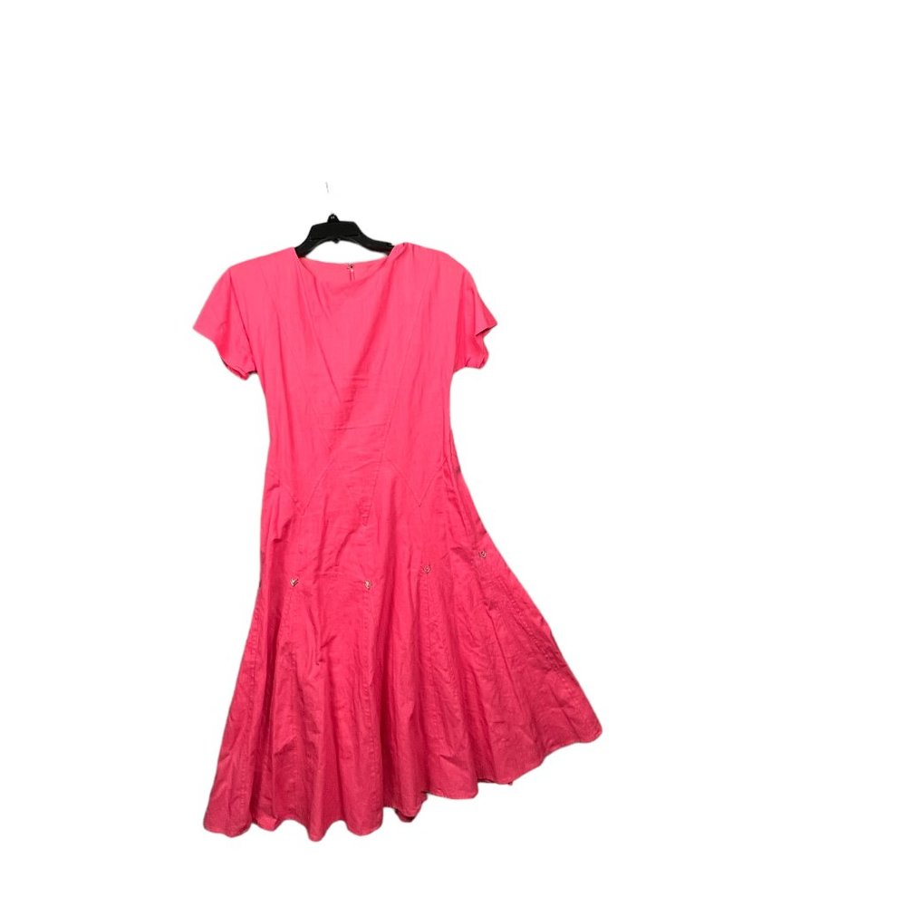 Jou Jou Linen Cotton  Fit & Flare Midi Kimono Sleeve Pink Dress Sz 11/12 Used